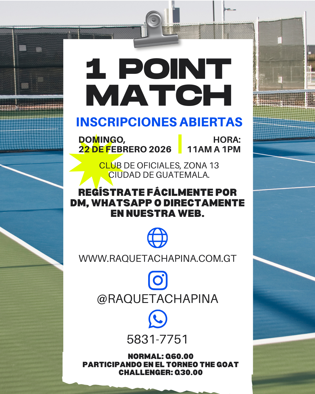 Inscripción 1 point Slam