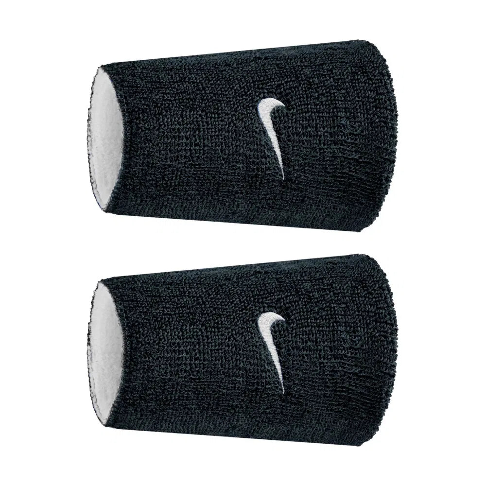 Muñequeras Nike Swoosh Classic Reversible Doublewide 2pk Negro/Blanco