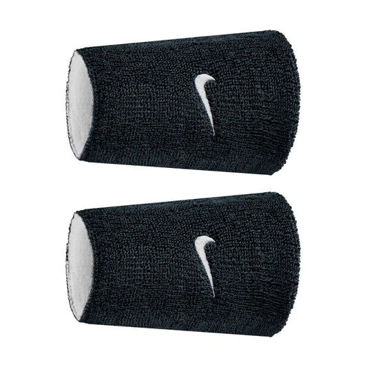 Muñequeras Nike Swoosh Classic Reversible Doublewide 2pk Negro/Blanco